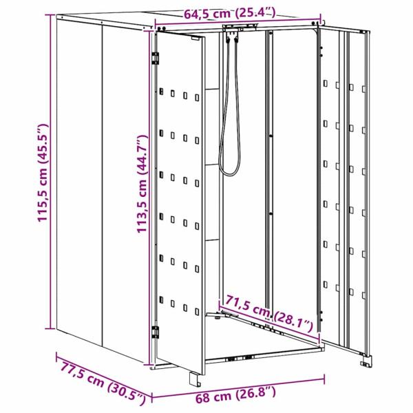Mülltonnenlager mit Gas-Hebedeckel für 240L Tonne Silber
