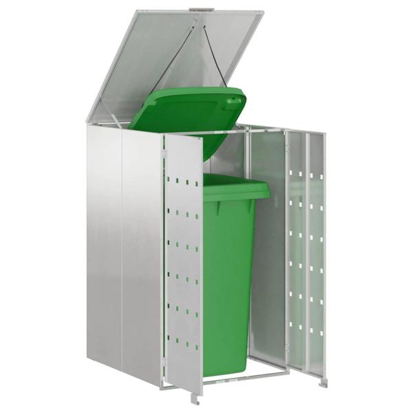 Mülltonnenlager mit Gas-Hebedeckel für 240L Tonne Silber