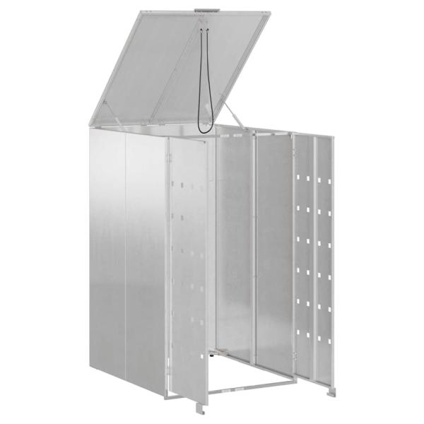 Mülltonnenlager mit Gas-Hebedeckel für 240L Tonne Silber