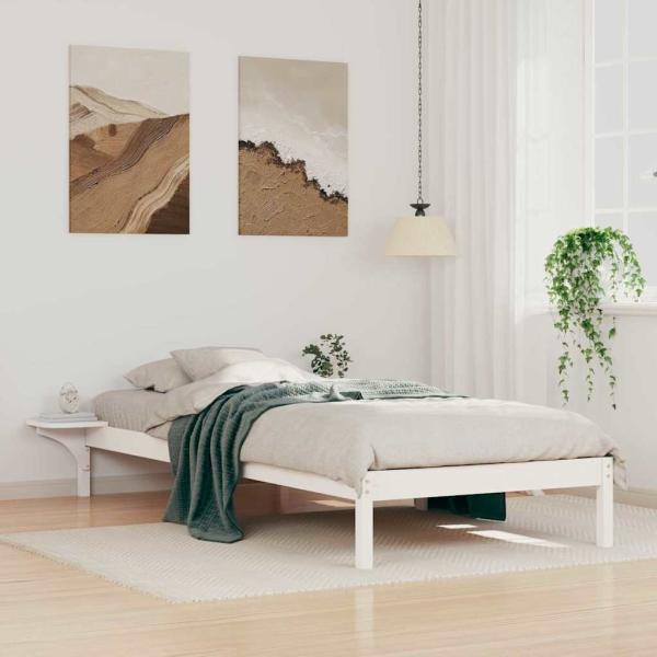 ARDEBO.de - Bettgestell mit Nachttischen Weiß 90 x 210 cm