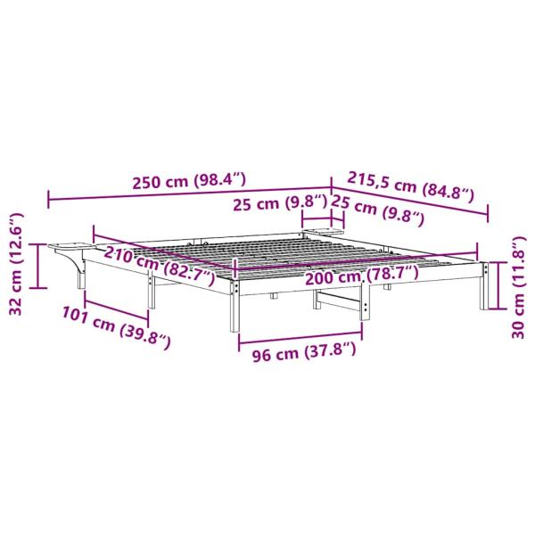 Bettgestell mit Nachttischen Wachsbraun 200 x 210 cm