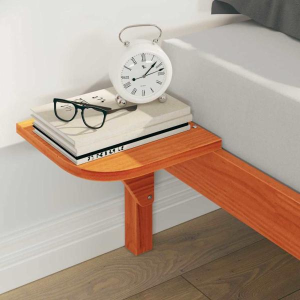 Bettgestell mit Nachttischen Wachsbraun 140 x 220 cm