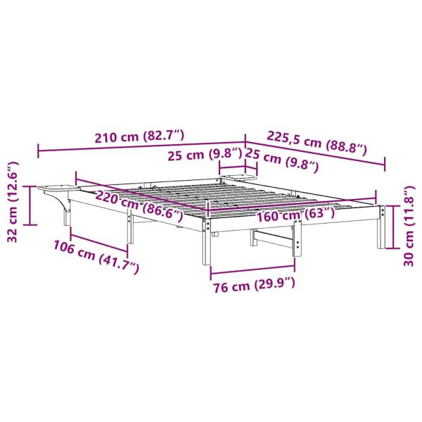 Bettgestell mit Nachttischen Natur 160 x 220 cm