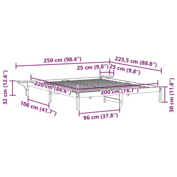 Bettgestell mit Nachttischen Natur 200 x 220 cm