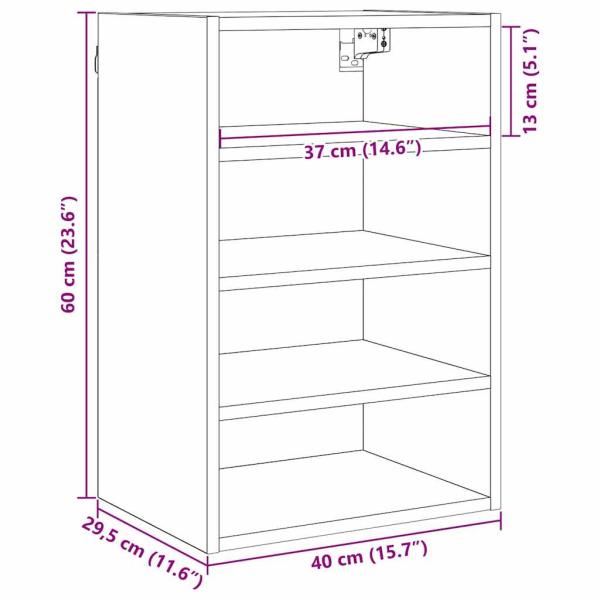 Hängeschrank Riga Schwarz Eichen-Optik 40 x 29,5 x 60 cm