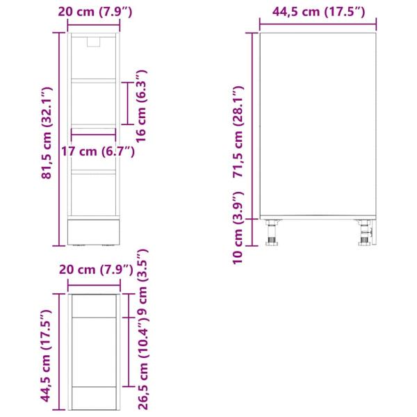 Küchenunterschrank mit Regal Riga Schwarz Eichen-Optik
