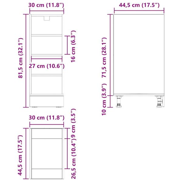 Küchenunterschrank mit Regal Riga Schwarz Eichen-Optik