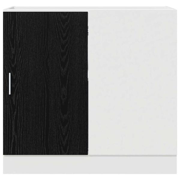 Küchen-Eck-Basisschrank mit Speicher Riga Schwarz Eichen-Optik