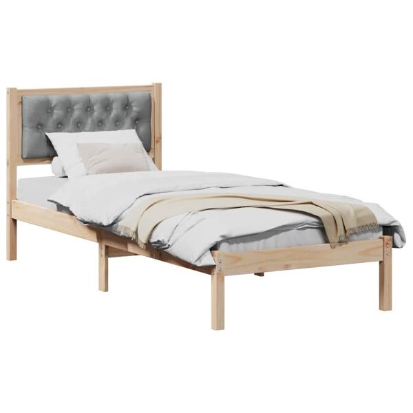 Bettgestell mit Kopfteil Hellgrau 75 x 190 cm Stoff