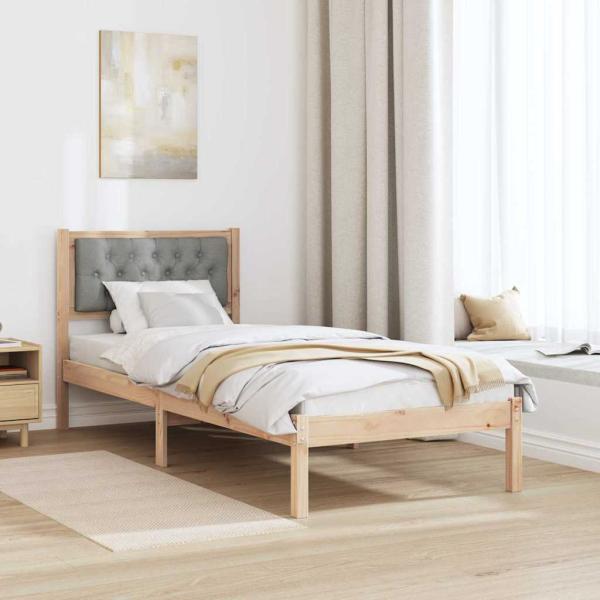 Bettgestell mit Kopfteil Hellgrau 75 x 190 cm Stoff