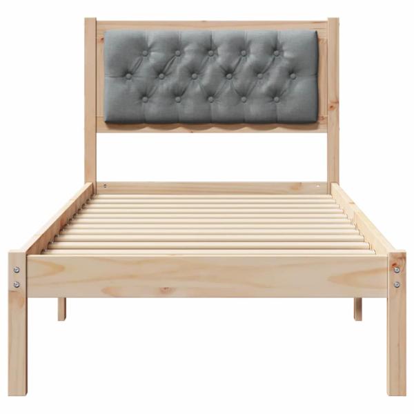 Bettgestell mit Kopfteil Hellgrau 75 x 190 cm Stoff