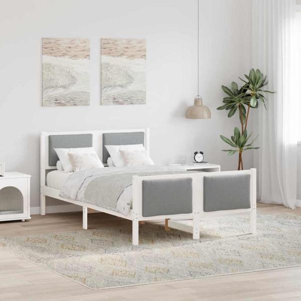 ARDEBO.de - Bettgestell mit Kopfteil Hellgrau 120 x 200 cm Stoff