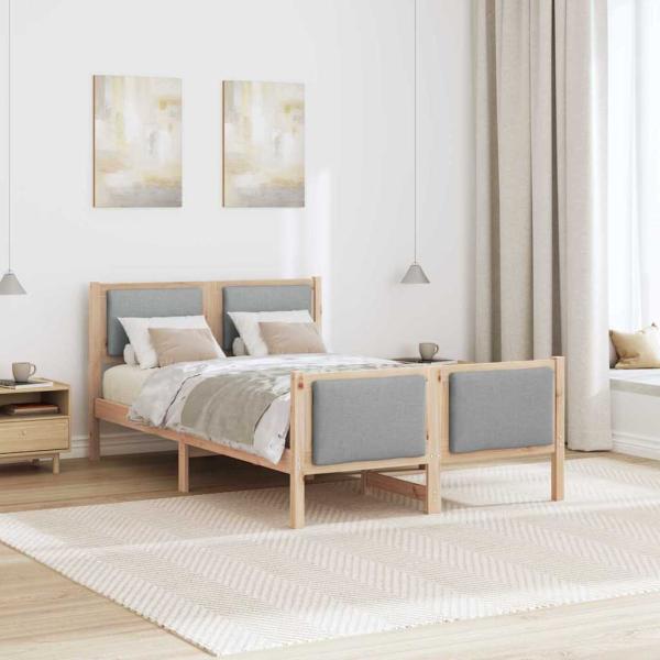 Bettgestell mit Kopfteil Hellgrau 120 x 190 cm Stoff