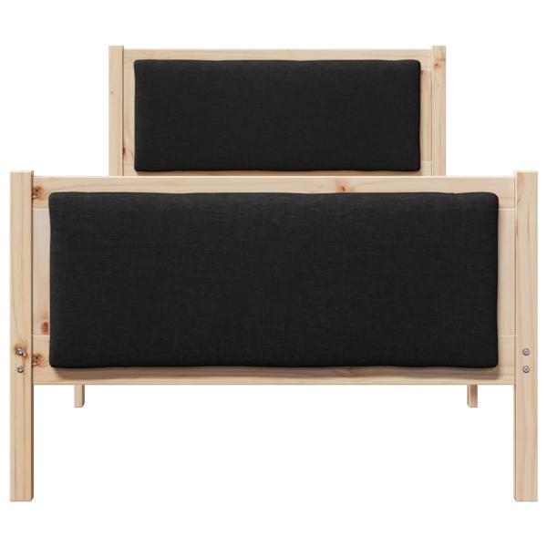 Bettgestell mit Kopfteil Schwarz 90 x 190 cm Stoff