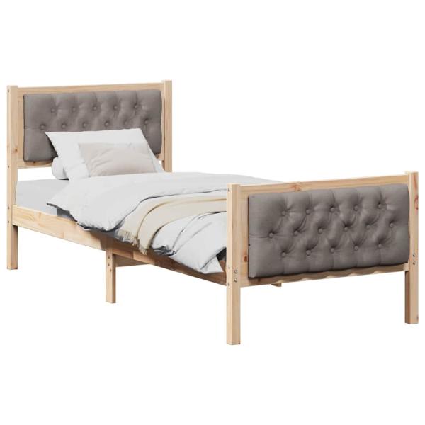 Bettgestell mit Kopfteil Taupe 75 x 190 cm Stoff