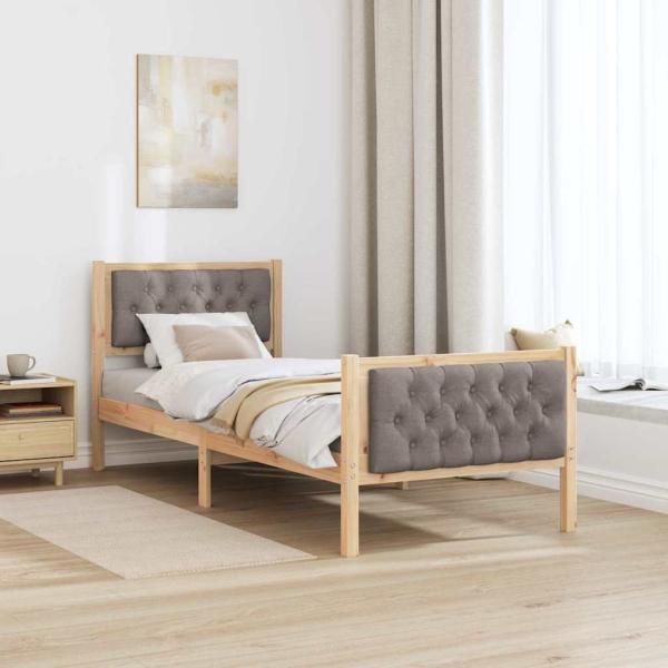 Bettgestell mit Kopfteil Taupe 75 x 190 cm Stoff