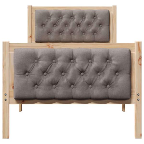 Bettgestell mit Kopfteil Taupe 75 x 190 cm Stoff