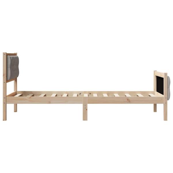 Bettgestell mit Kopfteil Taupe 75 x 190 cm Stoff