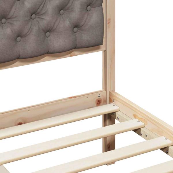 Bettgestell mit Kopfteil Taupe 75 x 190 cm Stoff