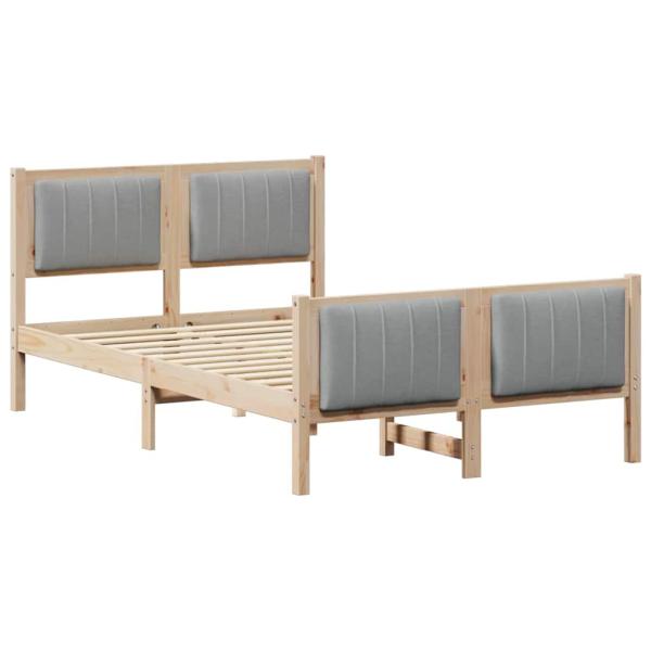 Bettgestell Braun und hellgrau 120 x 190 cm Massivholz Kiefer