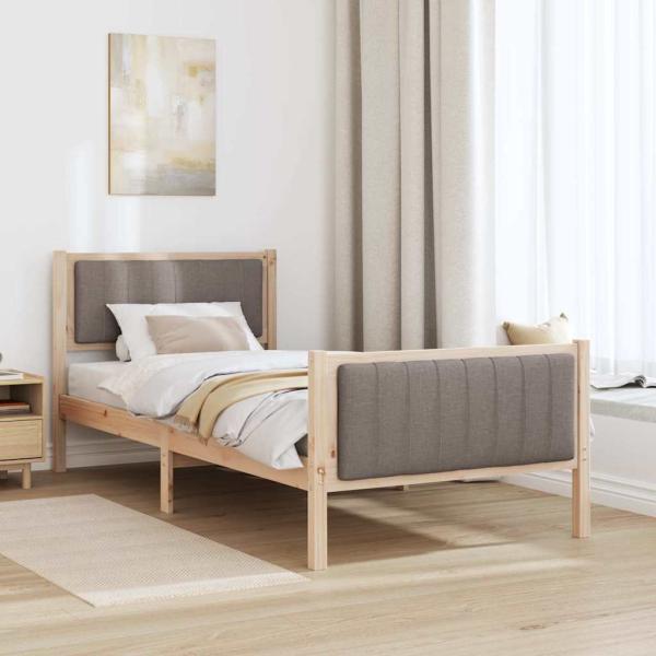 Bettgestell Braun und Taupe 90 x 190 cm Massivholz Kiefer
