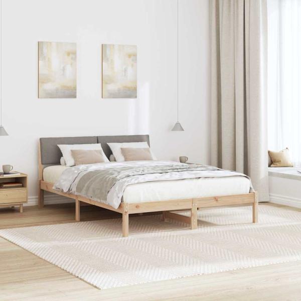 Bettgestell Braun und Taupe 150 x 200 cm Massivholz Kiefer