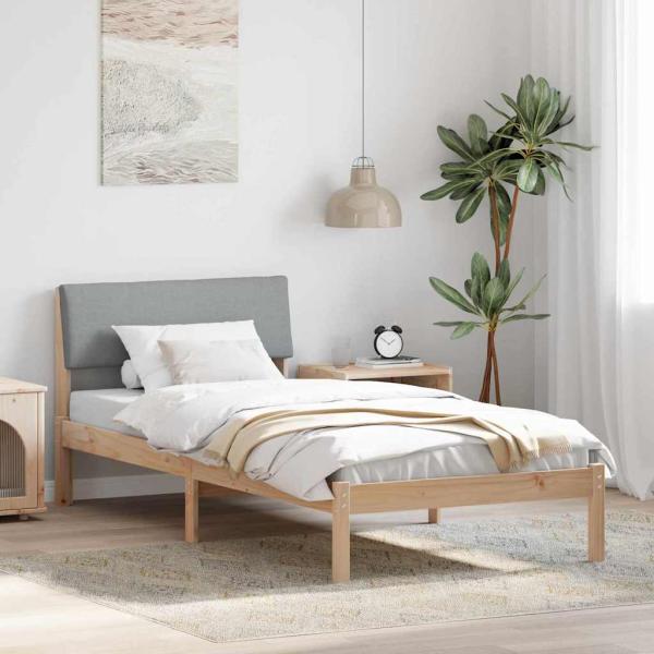 ARDEBO.de - Bettgestell Braun und hellgrau 90 x 200 cm Massivholz Kiefer