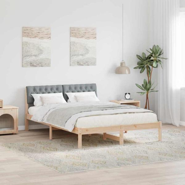 ARDEBO.de - Bettgestell Braun und hellgrau 140 x 200 cm Massivholz Kiefer