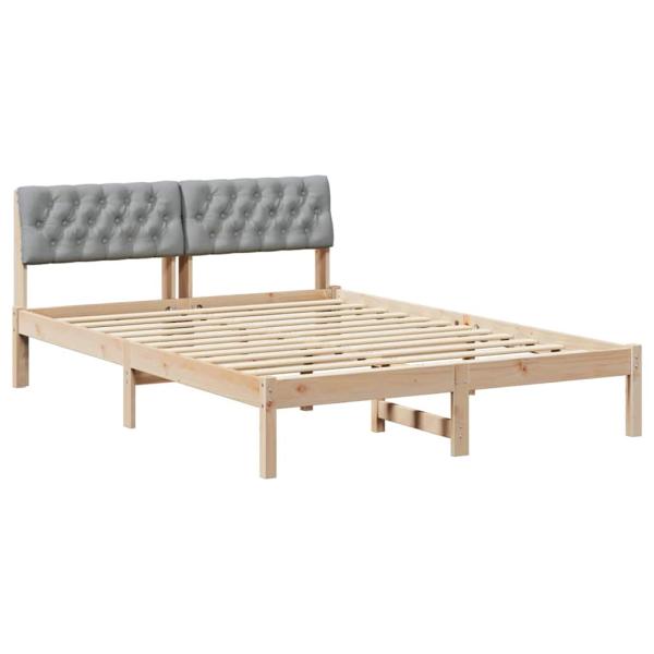Bettgestell Braun und hellgrau 140 x 200 cm Massivholz Kiefer