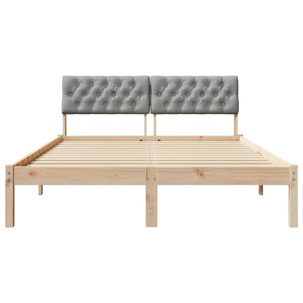 Bettgestell Braun und hellgrau 140 x 200 cm Massivholz Kiefer