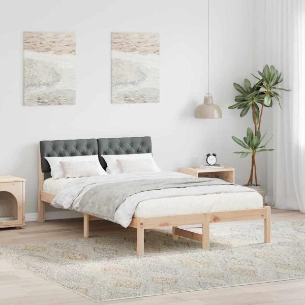 ARDEBO.de - Bettgestell braun und dunkelgrau 120 x 190 cm Massivholz Kiefer