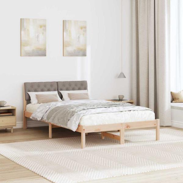 Bettgestell Braun und Taupe 120 x 190 cm Massivholz Kiefer