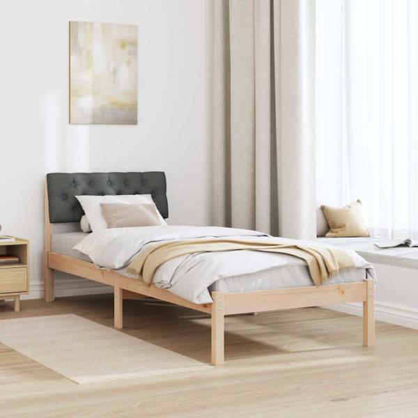Bettgestell braun und dunkelgrau 80 x 200 cm Massivholz Kiefer