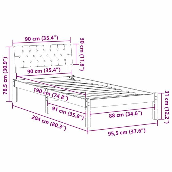 Bettgestell Braun und Schwarz 90 x 190 cm Massivholz Kiefer