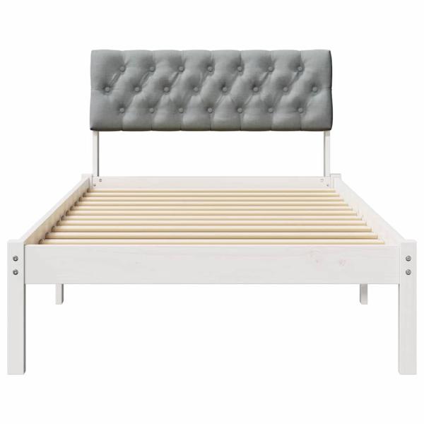 Bettgestell Weiß und hellgrau 90 x 190 cm Massivholz Kiefer