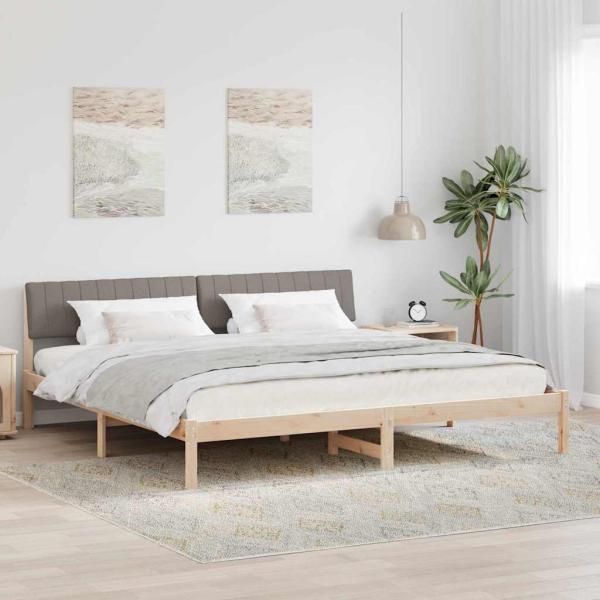 ARDEBO.de - Bettgestell Braun und Taupe 160 x 200 cm Massivholz Kiefer