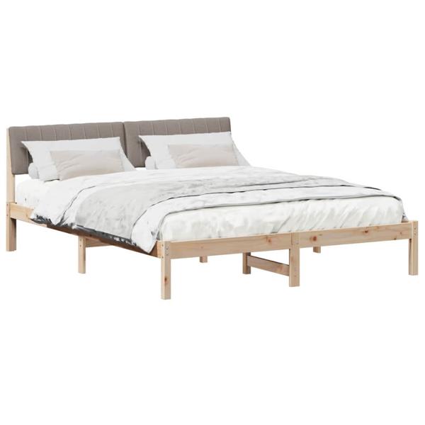 Bettgestell Braun und Taupe 160 x 200 cm Massivholz Kiefer