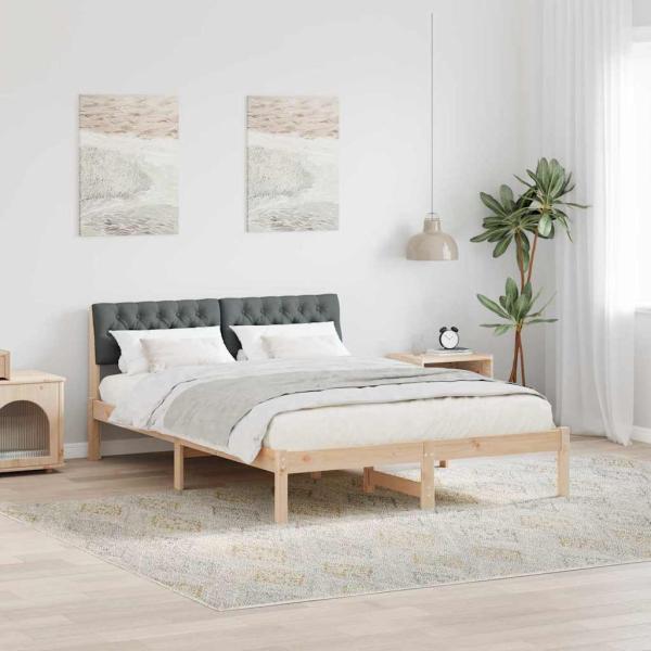 ARDEBO.de - Bettgestell braun und dunkelgrau 140 x 200 cm Massivholz Kiefer