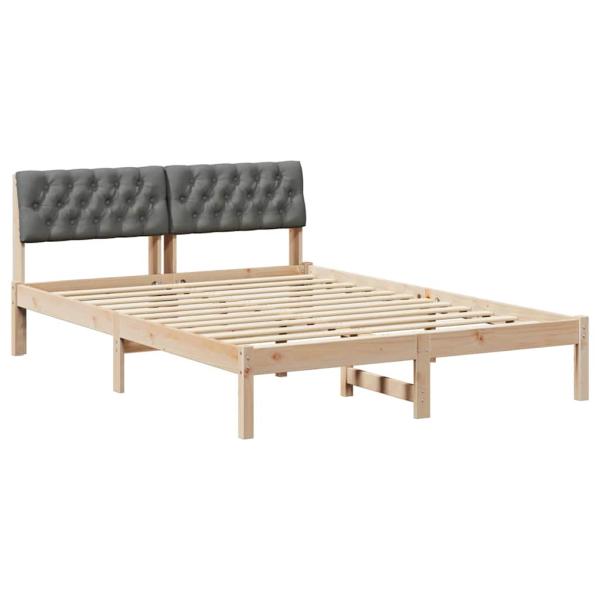 Bettgestell braun und dunkelgrau 140 x 200 cm Massivholz Kiefer