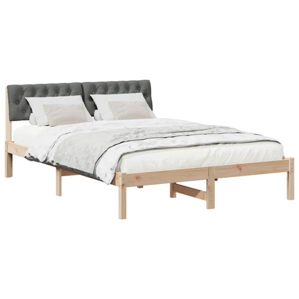Bettgestell braun und dunkelgrau 140 x 200 cm Massivholz Kiefer