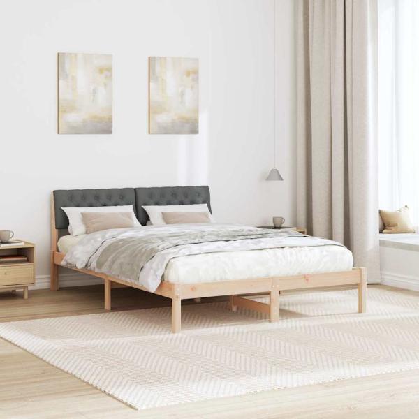 Bettgestell braun und dunkelgrau 140 x 200 cm Massivholz Kiefer
