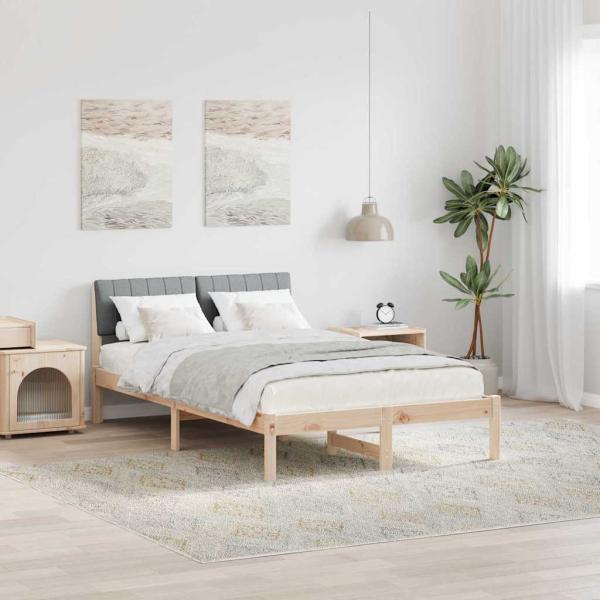 ARDEBO.de - Bettgestell Braun und hellgrau 120 x 190 cm Massivholz Kiefer