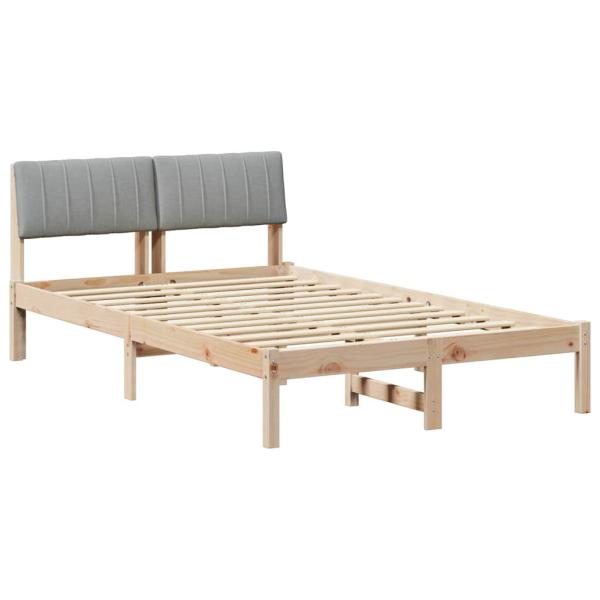 Bettgestell Braun und hellgrau 120 x 190 cm Massivholz Kiefer