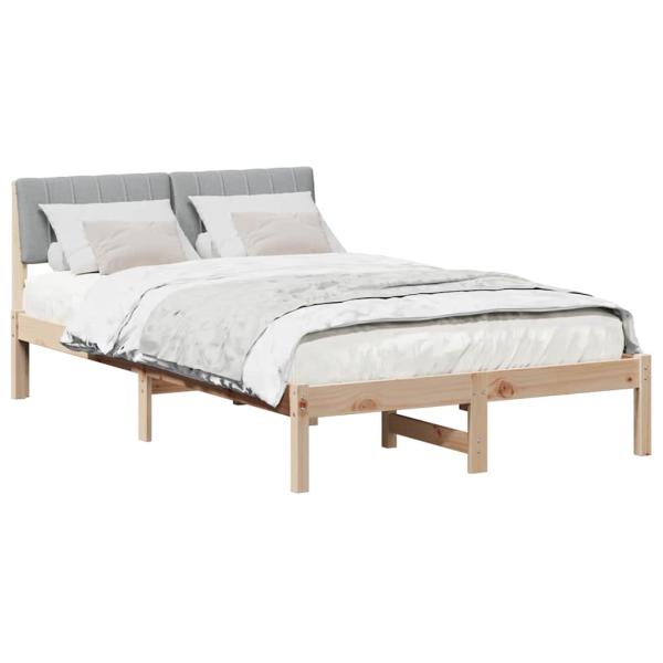Bettgestell Braun und hellgrau 120 x 190 cm Massivholz Kiefer