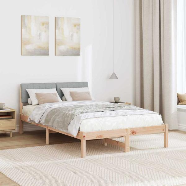 Bettgestell Braun und hellgrau 120 x 190 cm Massivholz Kiefer