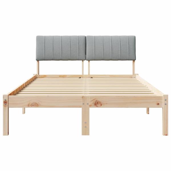 Bettgestell Braun und hellgrau 120 x 190 cm Massivholz Kiefer