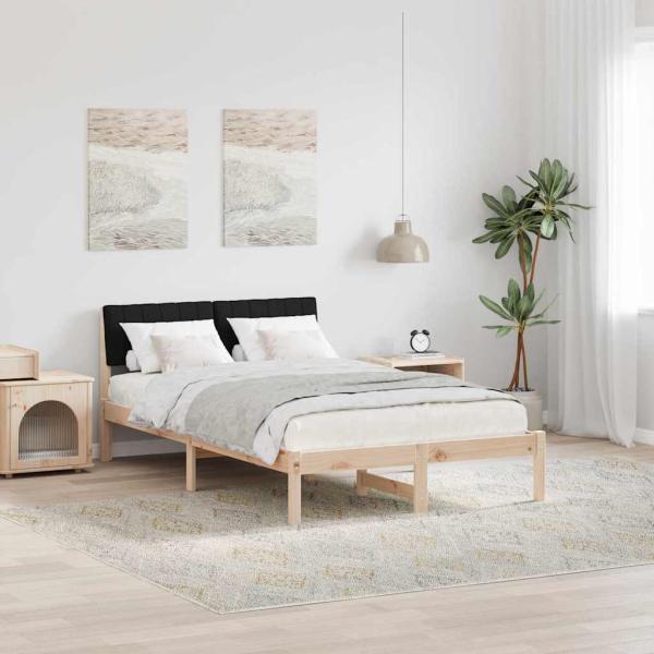 ARDEBO.de - Bettgestell Braun und Schwarz 120 x 190 cm Massivholz Kiefer