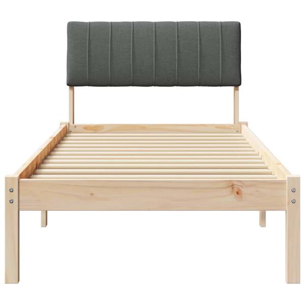 Bettgestell braun und dunkelgrau 75 x 190 cm Massivholz Kiefer