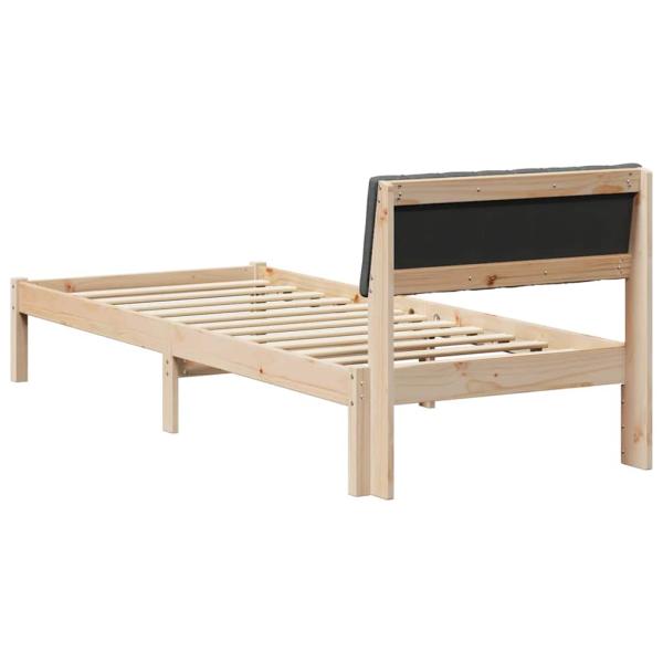 Bettgestell braun und dunkelgrau 75 x 190 cm Massivholz Kiefer