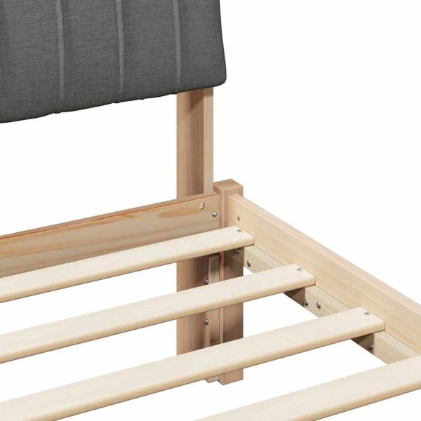 Bettgestell braun und dunkelgrau 75 x 190 cm Massivholz Kiefer